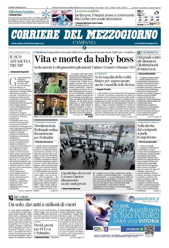 Prima-pagina-corriere del mezzogiorno-del-2025-05-09